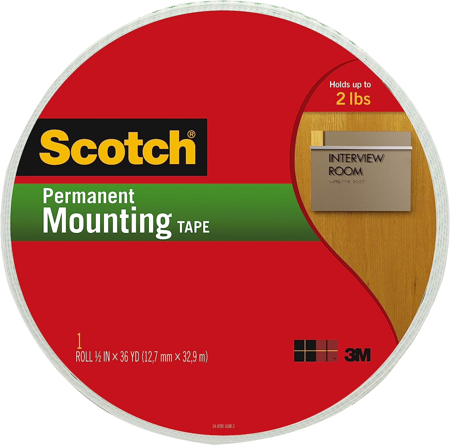 Scotch Indoor Permanent Mounting Tape, 1-Roll, 0.75-in x 38-yd, White - Image 1